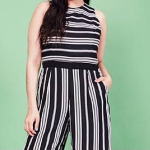 New York & Company Pants - New York & Company stretch sleeveless striped wide leg cropped jump suit LP